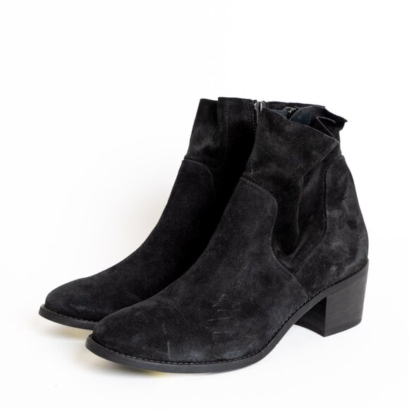 Paul Green Suede Leather Bootie Black Western Nicole Made in Austria - Picture 2 of 16